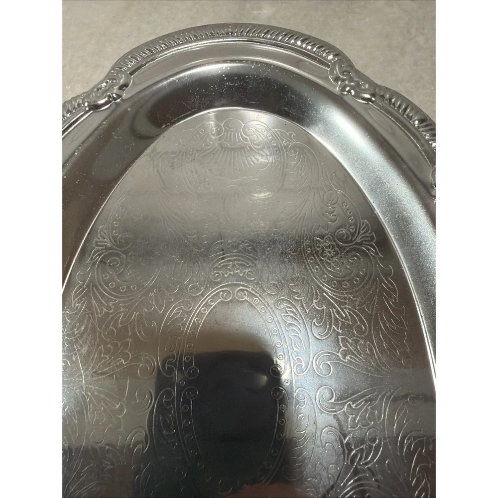 Set Of 2 Chrome Plated Oval MatchingServing Trays OLA002